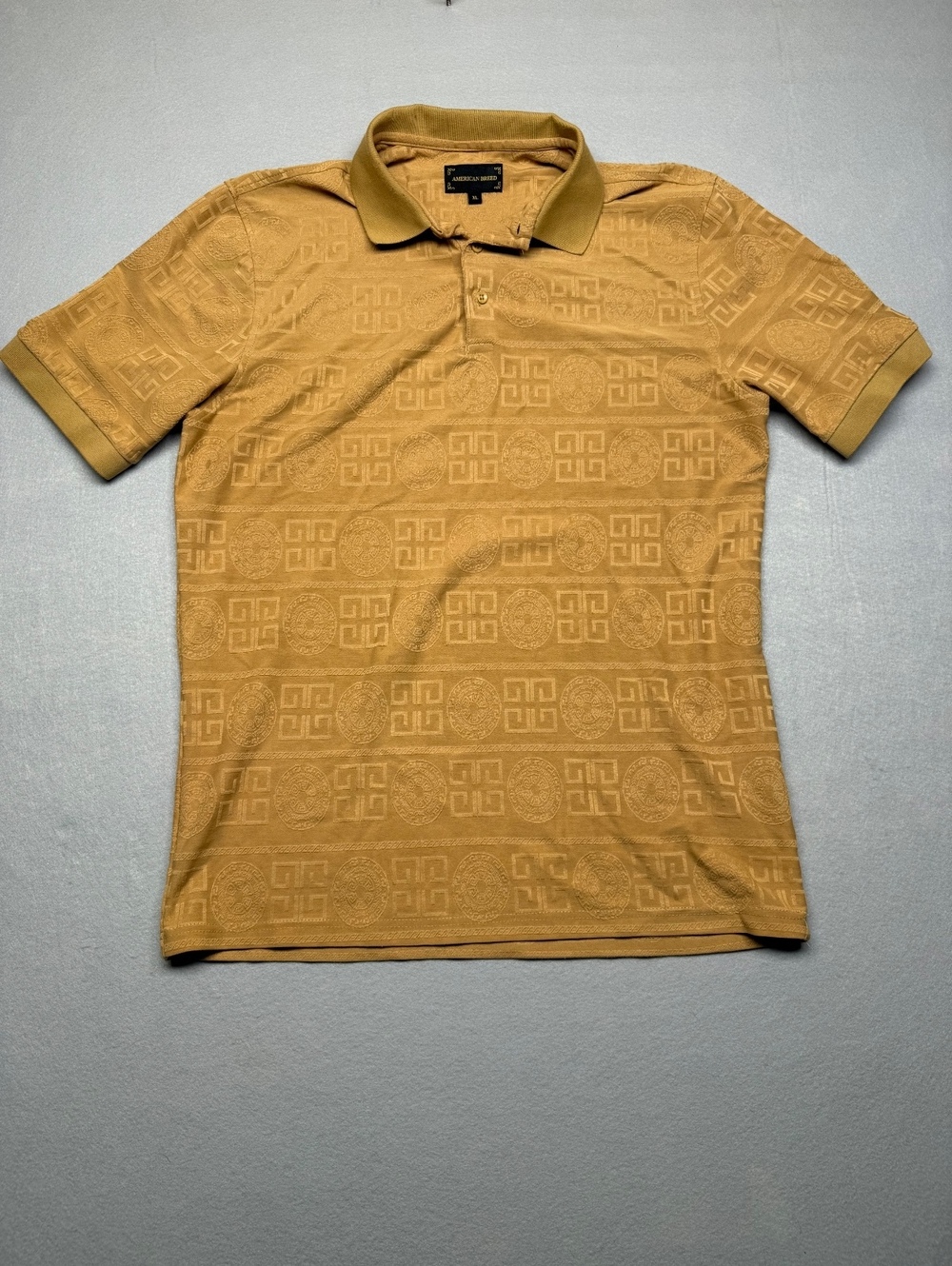 American Breed Polo Shirt Men XL Tan Casual